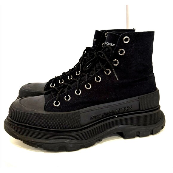 Alexander McQueen Black Canvas High Top Boots Chunky Lug Sole Sneakers EU 43.5 main image 13